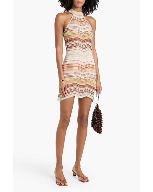 Missoni Natural Metallic Crochet-Knit Mini Dress
