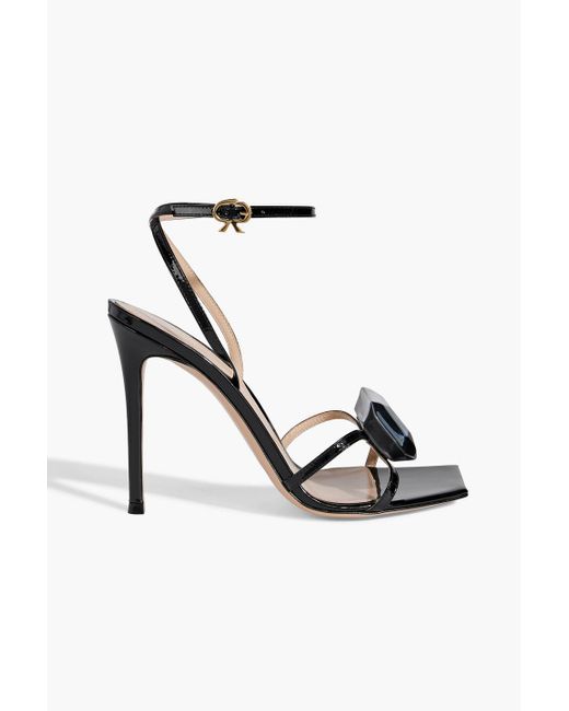 Gianvito Rossi Black Jaipur Crystal-embellished Patent-leather Sandals