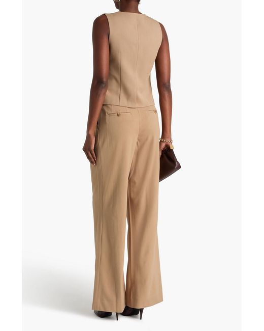 Staud Natural Luisa Pleated Twill Wide-leg Pants