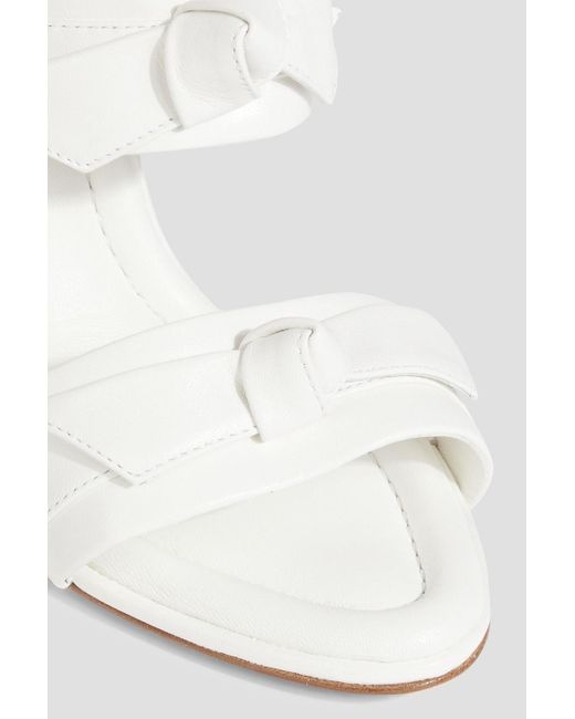 Alexandre Birman White Clarita Bow-detailed Leather Wedge Slingback Sandals