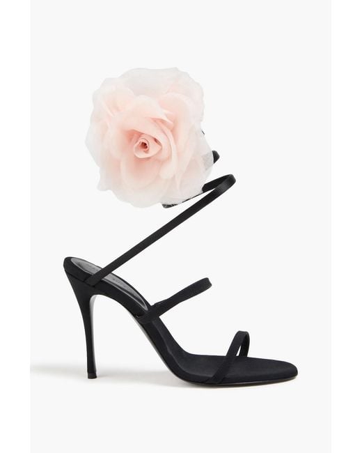 Magda Butrym White Floral-Appliquéd Grosgrain Sandals