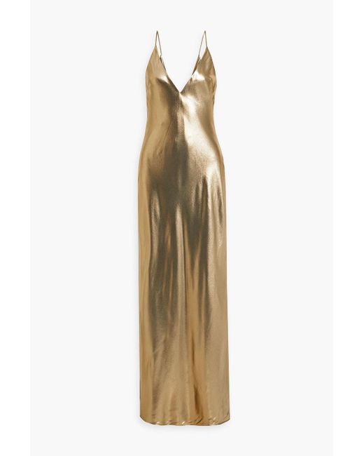 Galvan Metallic Silk-satin Crepe Maxi Slip Dress