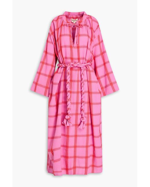 Mara Hoffman Pink Lysa Checked Cotton-jacquard Midi Dress