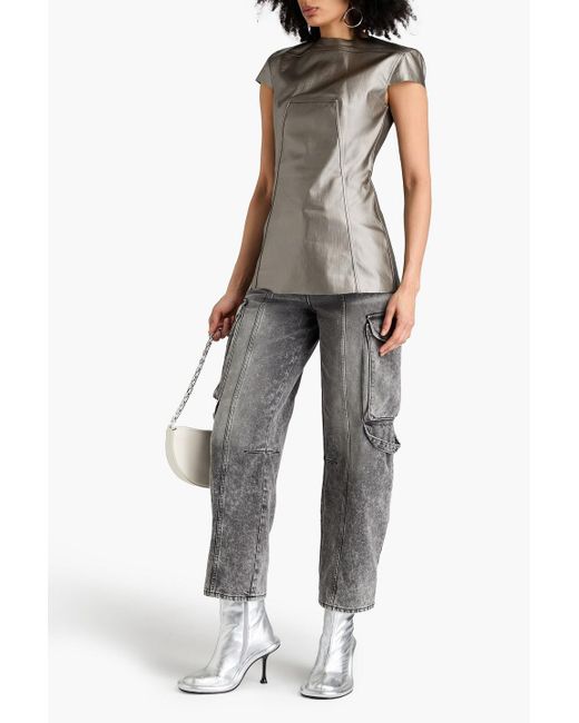 Rick Owens Gray Edfu oberteil aus beschichtetem denim mit -effekt