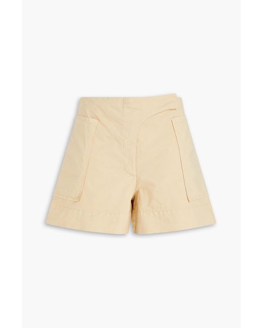 Ganni Natural Embroidered Stretch-cotton Shorts