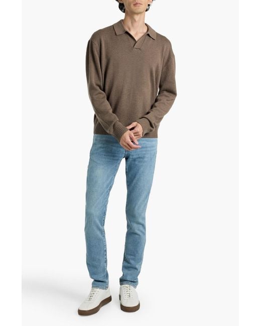 FRAME Brown Wool And Silk-Blend Polo Sweater for men