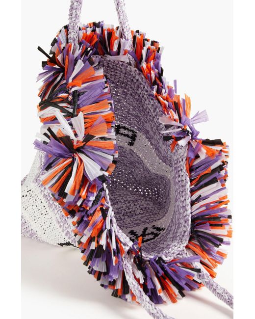 Emilio Pucci Red Fringed Straw Tote