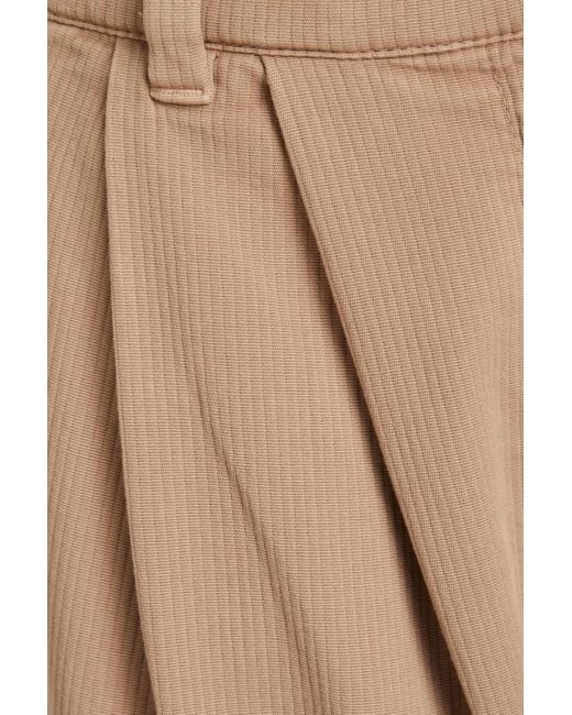 Brunello Cucinelli Natural Pleated Cotton Wide-leg Pants