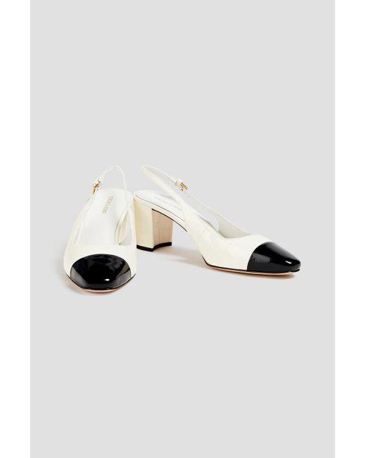 Veronica Beard White Cecile slingback-pumps aus lackleder mit krokodileffekt