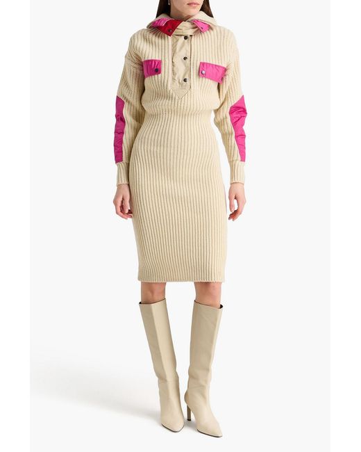 Isabel Marant Pink Daphne Shell-paneled Ribbed Wool-blend Dress