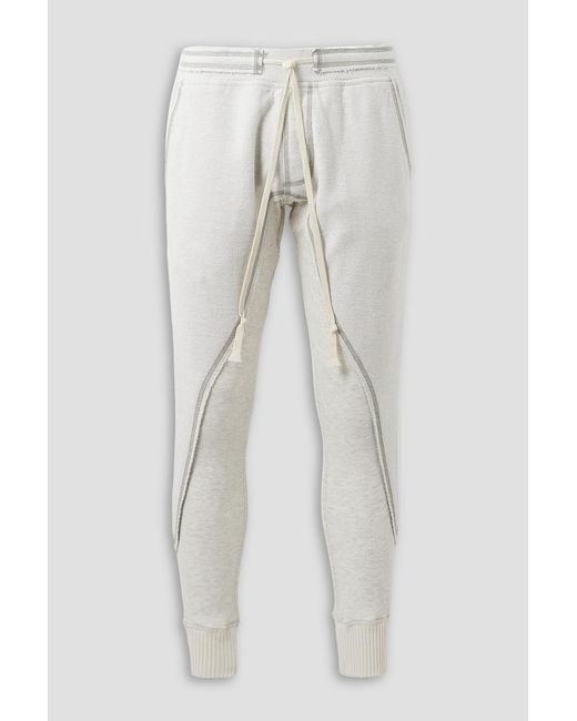 Greg Lauren White Slim-Fit Paneled Cotton-Jersey Sweatpants for men