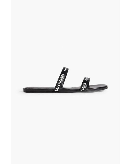 Balenciaga Black Logo-print Leather Sandals