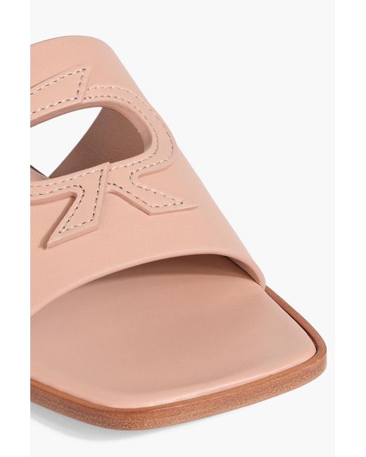 Gianvito Rossi Pink Ribbon Cutout Leather Slides