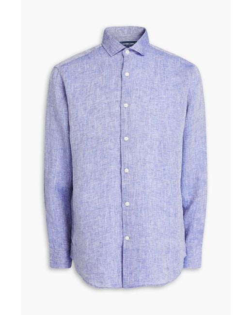 Frescobol Carioca Purple Antonio Linen Shirt for men