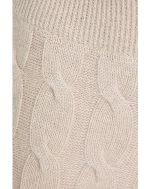 LeKasha Natural Trevise Cable-Knit Cashmere Wide-Leg Pants