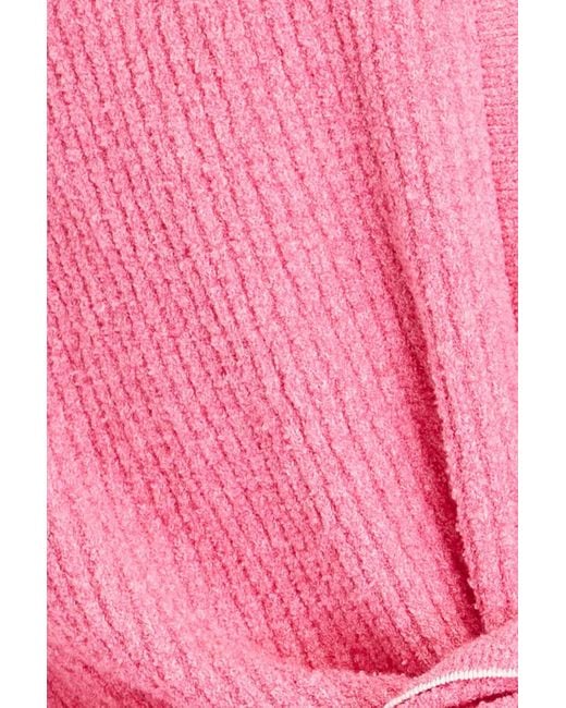 Jacquemus Pink Noue pullover aus bouclé-strick aus einer baumwollmischung mit twist-detail an der vorderseite
