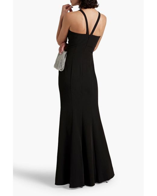 Marchesa Black Cutout Bow-detailed Stretch-crepe Gown