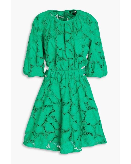 Maje Green Broderie Anglaise Cotton Mini Dress