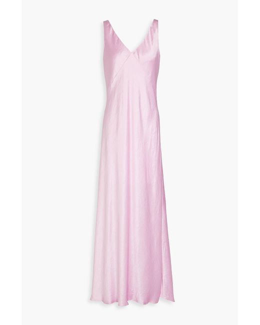 Vince Pink Crinkled-satin Maxi Dress