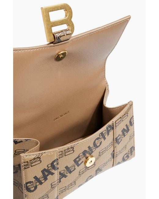 Balenciaga Brown Hourglass Xs Logo-print Textured-leather Shoulder Bag