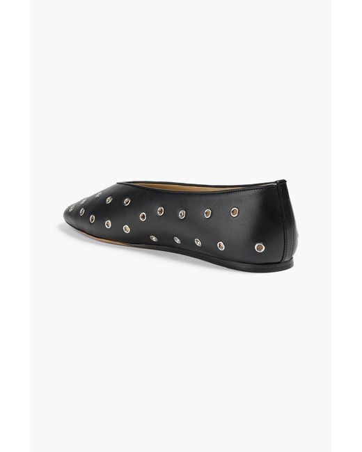 Le Monde Beryl Black Regency Eyelet-Embellished Leather Ballet Flats