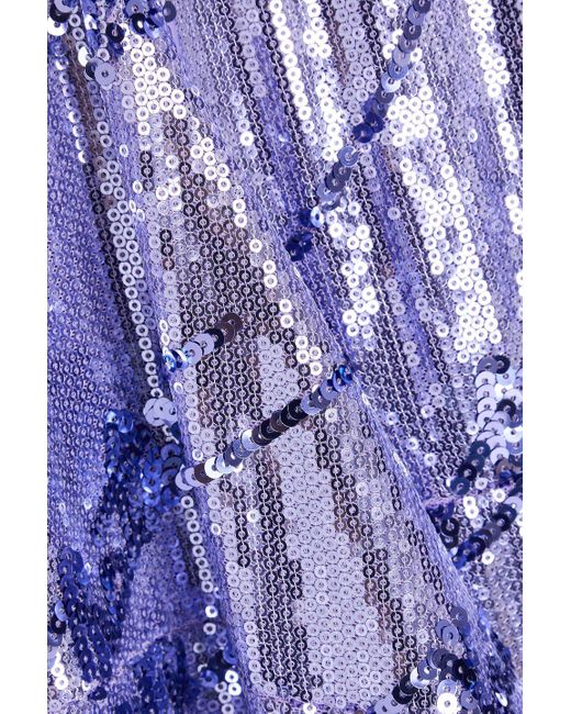 ROTATE BIRGER CHRISTENSEN Purple Sequined Mesh Midi Wrap Dress