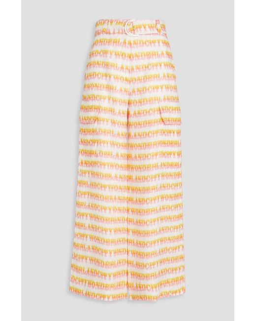 Zimmermann Natural Hose mit weitem bein aus leinen mit print