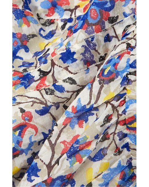 Isabel Marant White Galaor Cropped Floral-print Cotton-voile Top
