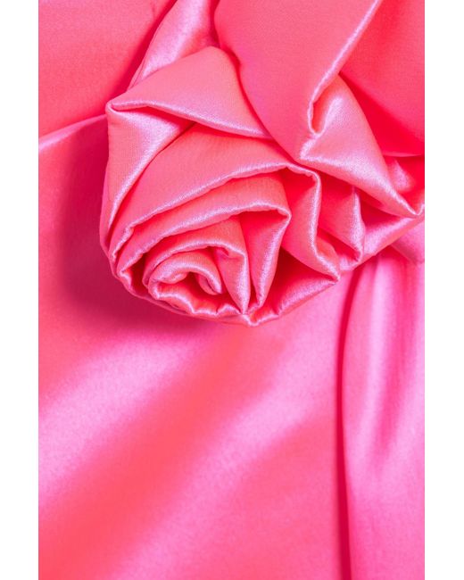 Magda Butrym Pink Drapierter minirock aus seidensatin mit floralen applikationen