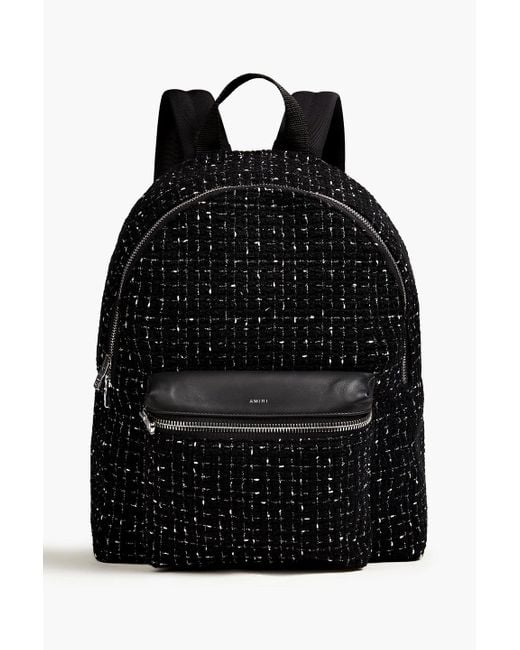 Amiri Black Leather-trimmed Tweed Backpack for men