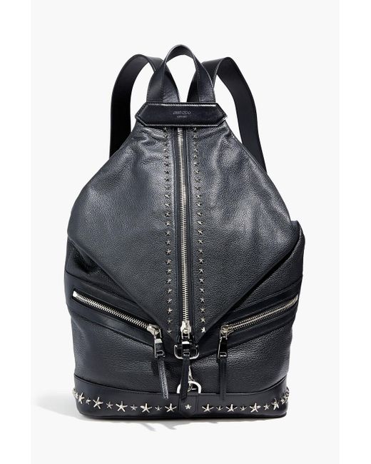 Jimmy Choo Black Fitzroy Studded Pebbled-leather Backpack for men