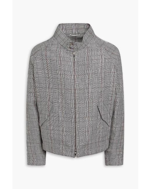 Thom Browne Gray Prince Of Wales Checked Linen Jacket for men