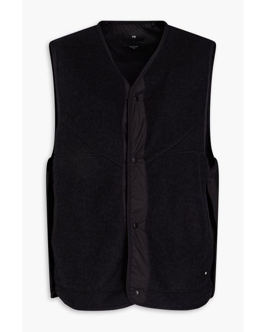 Y-3 Black Shell-paneled Fleece Vest for men