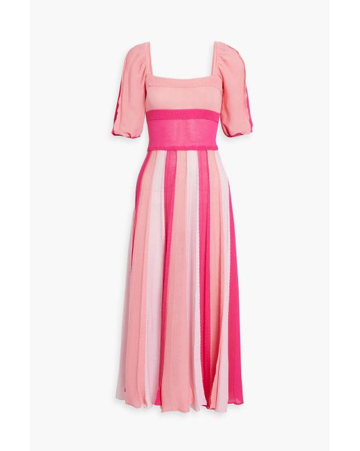 RED Valentino Pink Ruffled Pointelle-knit Cotton Midi Dress