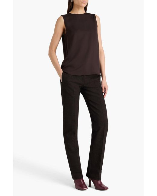 Theory Brown Silk-Satin Top