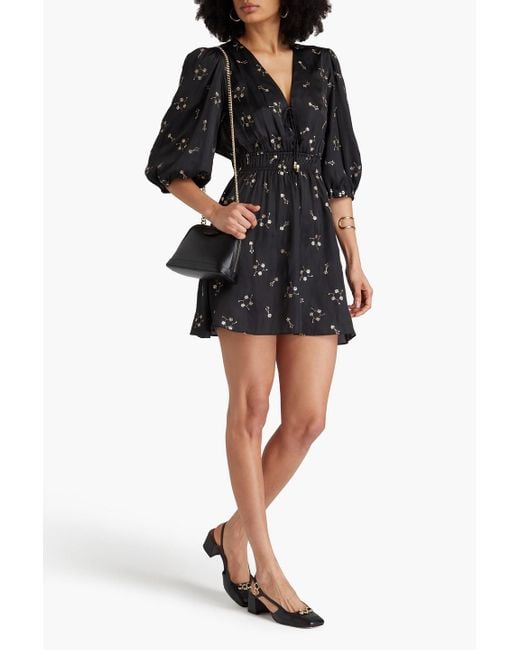 Maje Black Sequin-embellished Satin Mini Dress