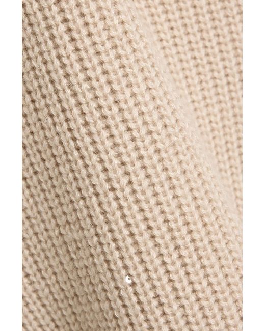 Brunello Cucinelli Natural Sequin-Embellished Cashmere And Silk-Blend Midi Skirt