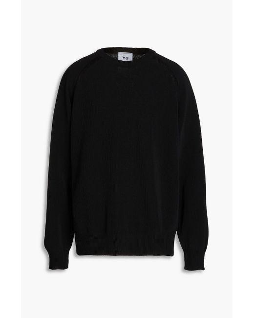 Y-3 Black Intarsia Cotton-blend Sweater for men