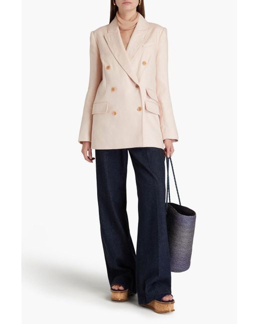Zimmermann Pink Double-breasted Linen Blazer