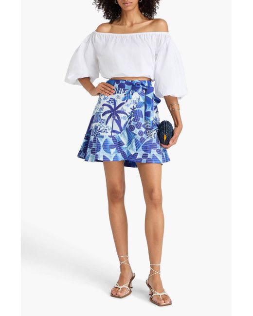 Farm Rio Blue Printed Cotton Shorts