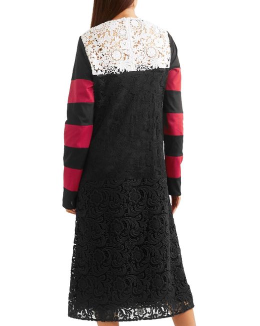 Prada Color-block Guipure Lace-paneled Jersey Midi Dress in Black | Lyst  Canada