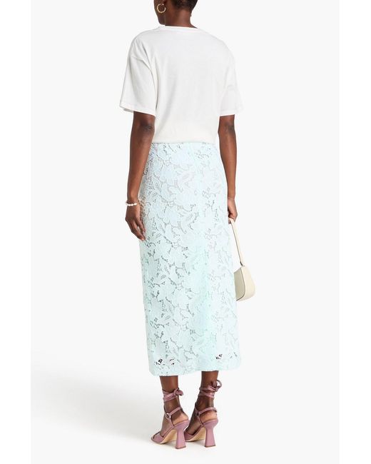 Zimmermann Blue Guipure Lace Midi Pencil Skirt