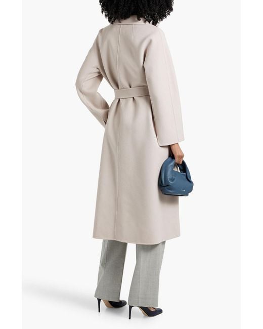 Max Mara White Esturia Belted Wool-Felt Coat