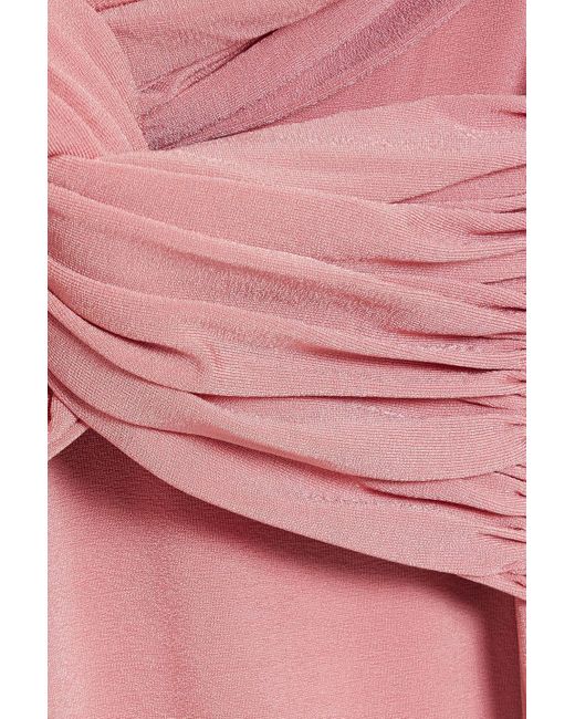 Khaite Pink Cerna Off-the-shoulder Twist-front Jersey Midi Dress