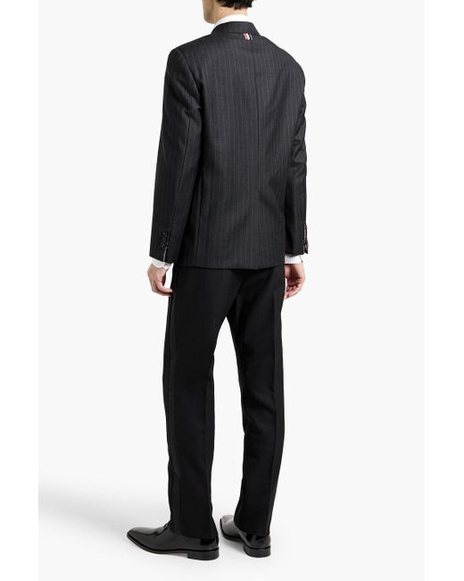 Thom Browne Black Pinstriped Wool Suit Jacket for men