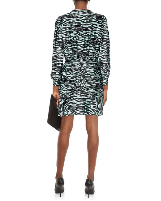 Jonathan Simkhai Multicolor Ruched Zebra-print Stretch-silk Satin Mini Dress