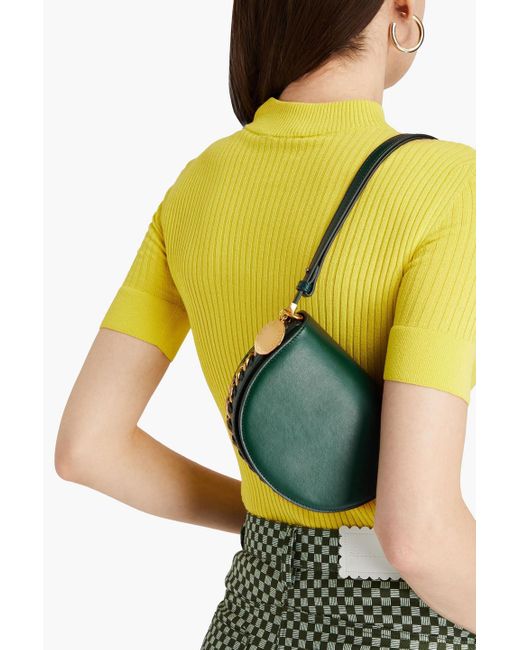 Stella McCartney Green Chain-embellished Faux Leather Shoulder Bag