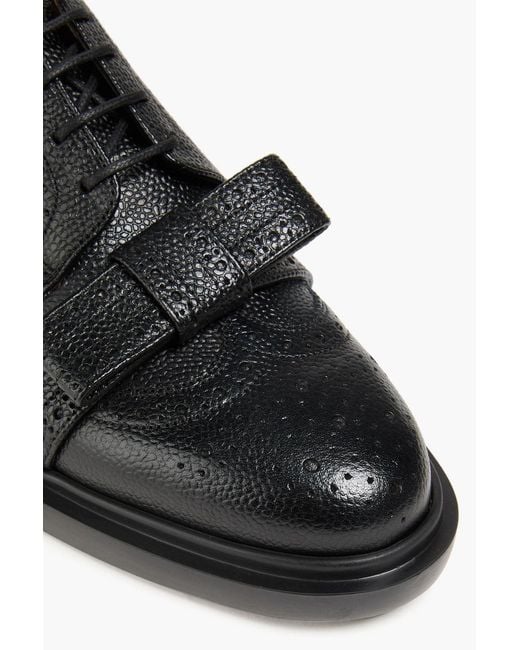 Thom Browne Black Perforated Pebbled-Leather Brogues