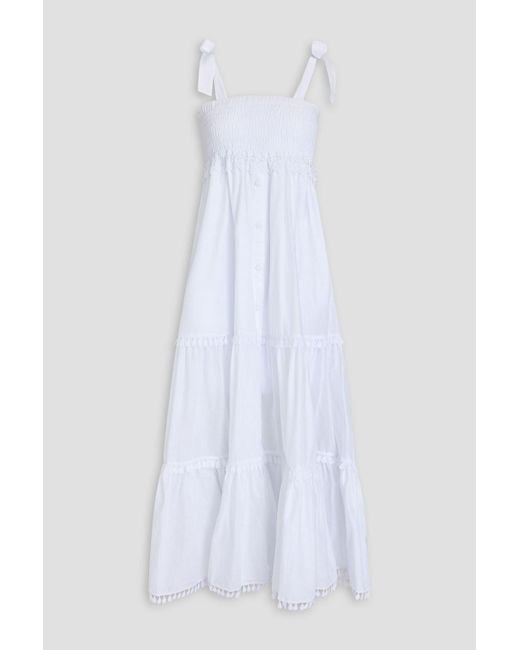 Charo Ruiz White Delphinus Tiered Cotton-Blend Voile Maxi Dress