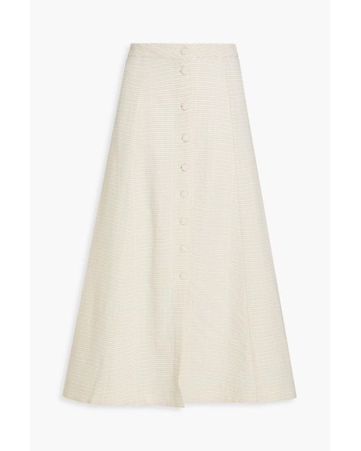 Casa Raki White Rosalia Cotton-seersucker Midi Skirt